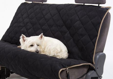 EB Animal Basics velvet rear seat cover, Black and Stone